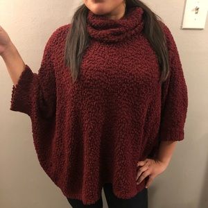 Burgundy red pullover turtleneck sweater